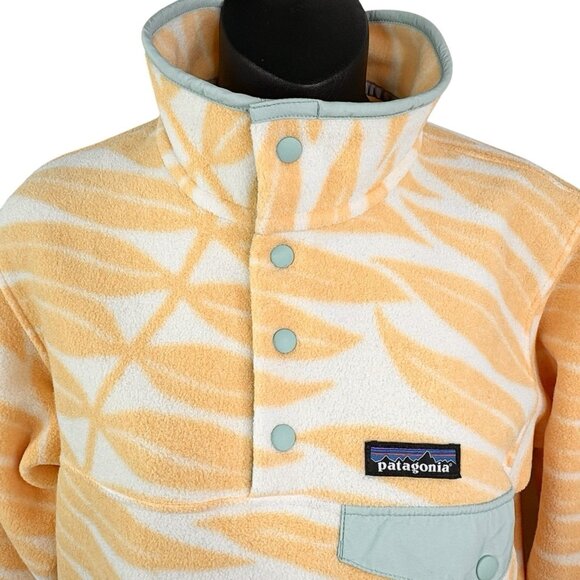 Patagonia Synchilla Snap-T Pullover Eucalyptus Fronds Vela Peach Yellow Women S - Picture 4 of 9